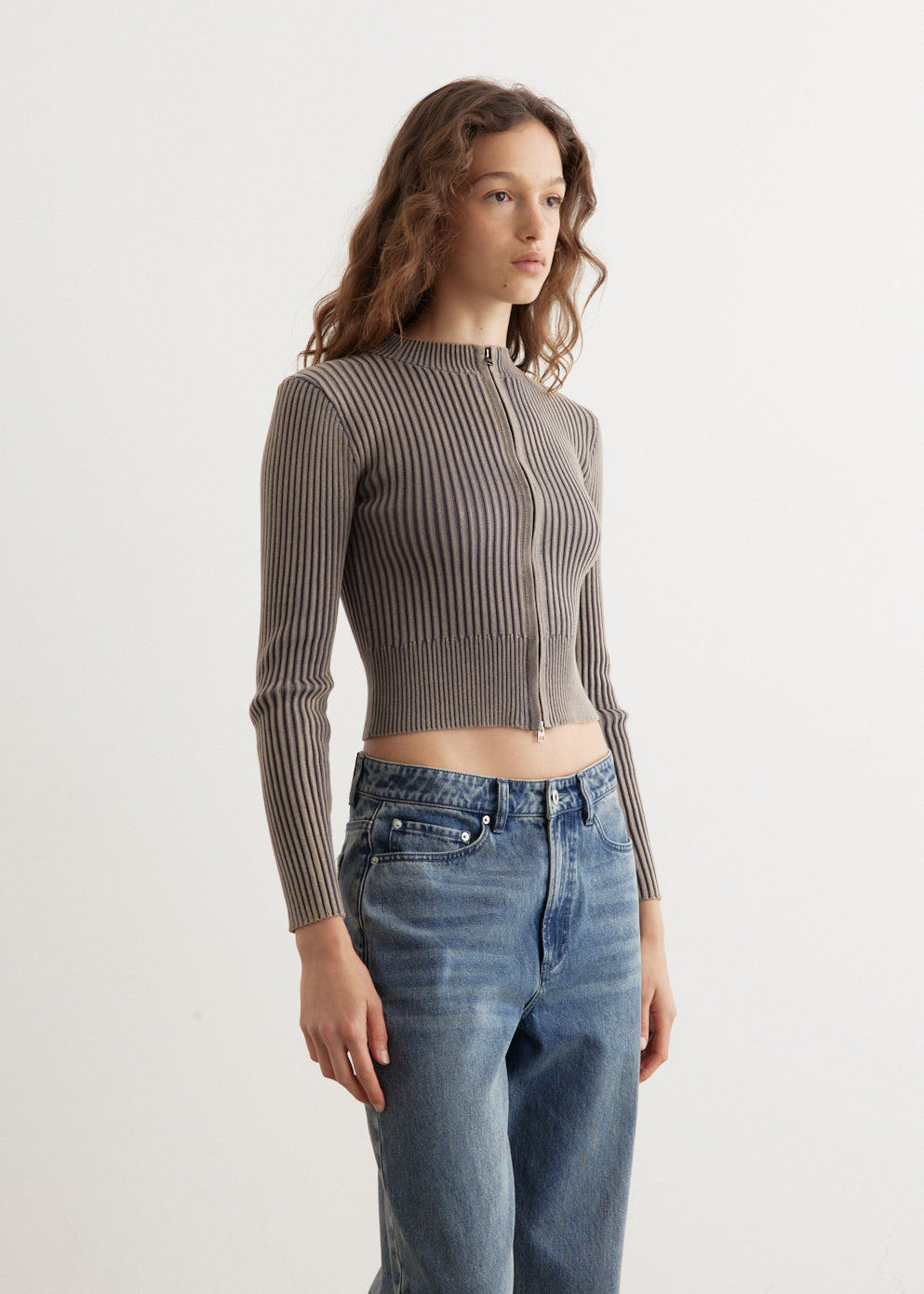 Foxglove Washed Zip Knit