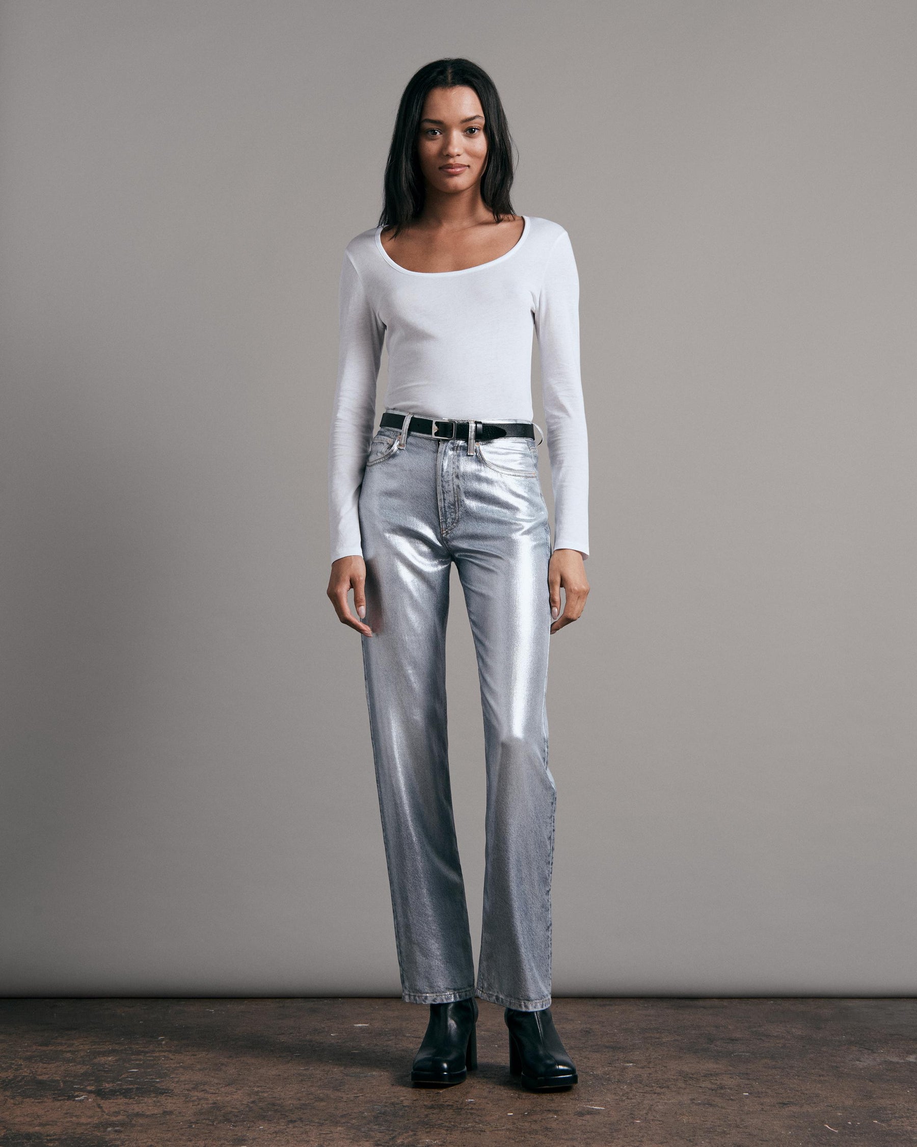 Alex Liquid High-Rise Straight Pants