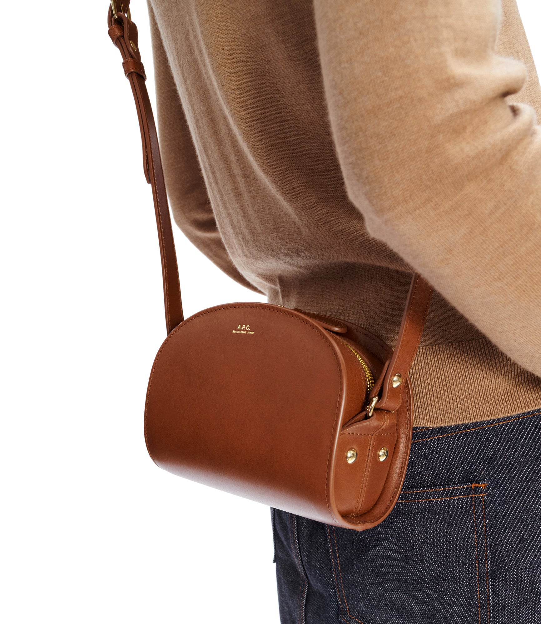 Demi-Lune Mini bag in leather with strap