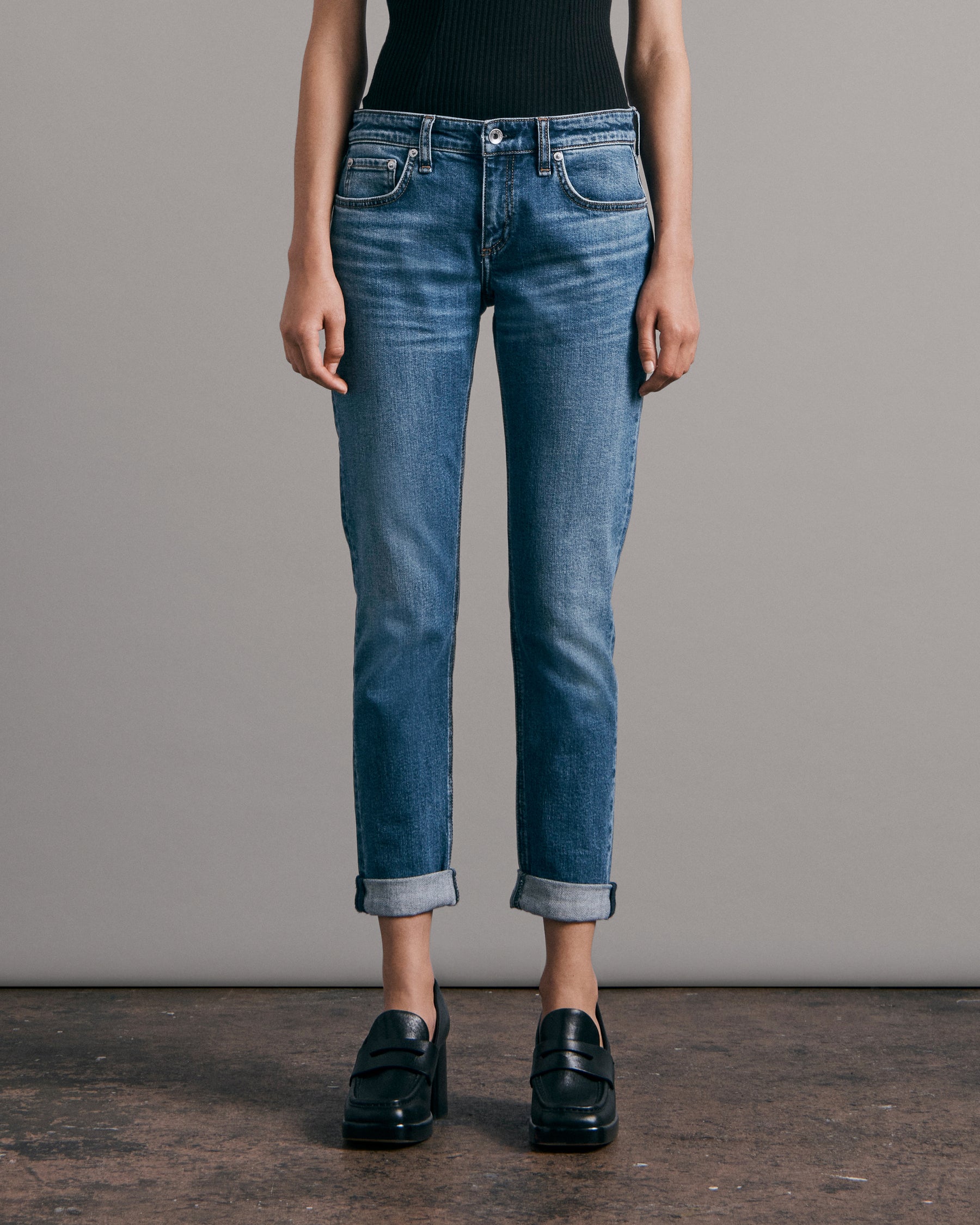 Dre Low-Rise Slim Boyfriend Jeans