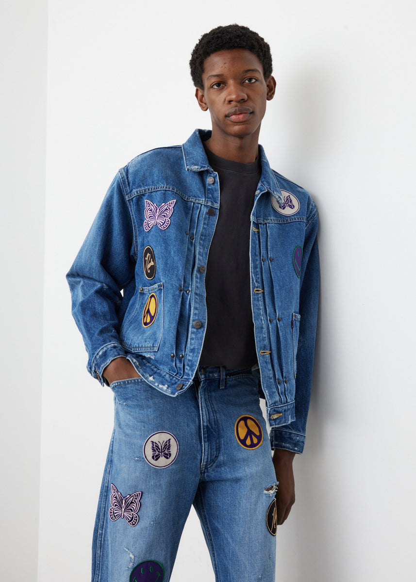 Denim jacket shop with patches men