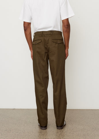 Double Pleat Pant Twill Light Olive