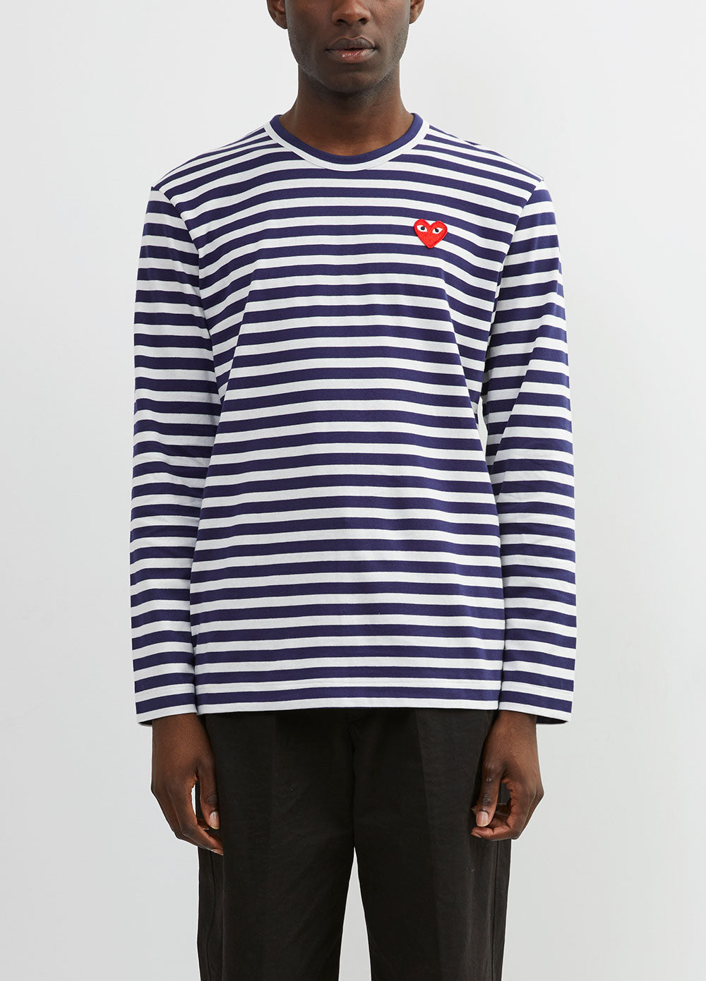 T010 Red Heart Long Sleeve Stripe T-shirt