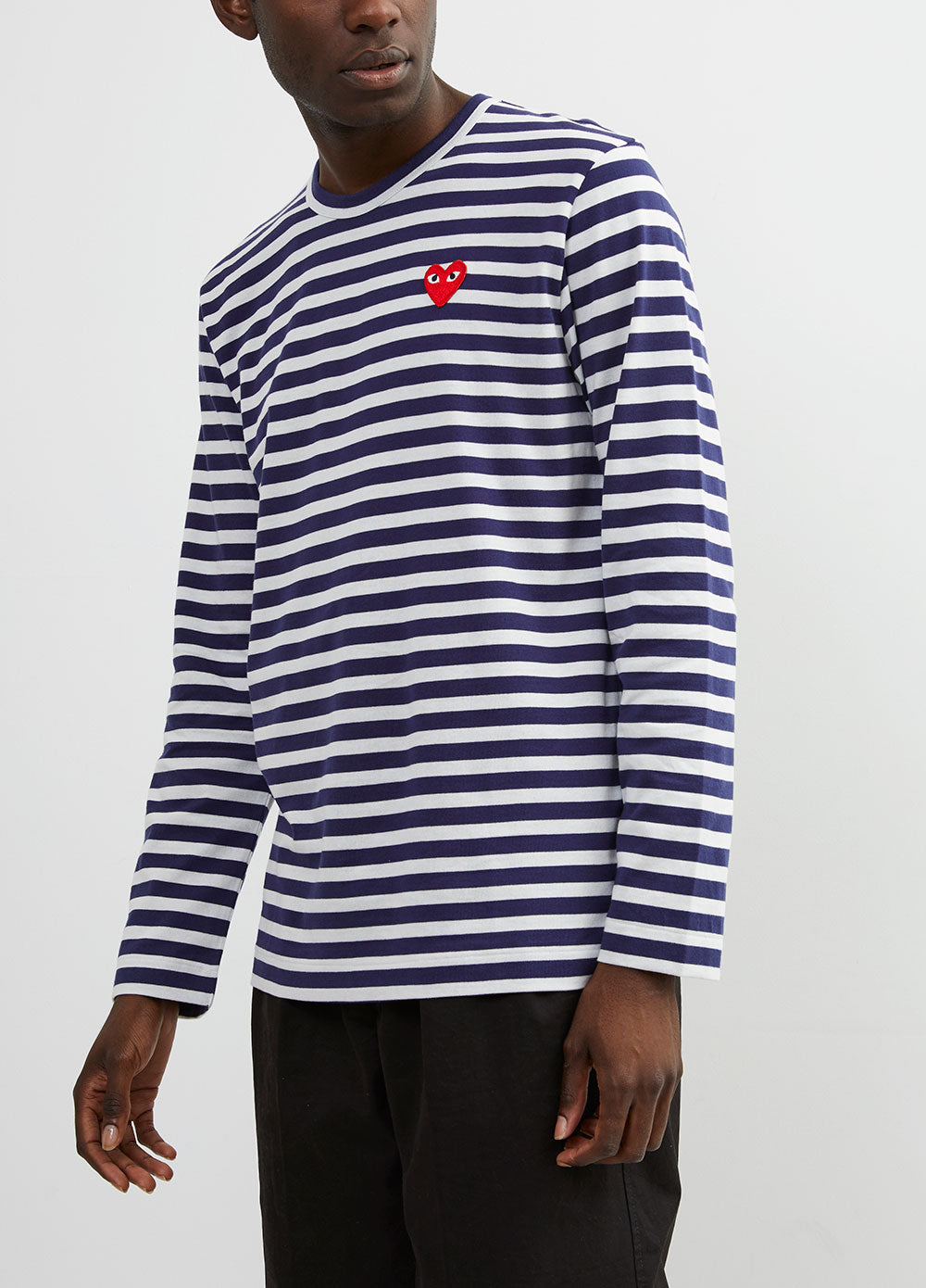 T010 Red Heart Long Sleeve Stripe T-shirt