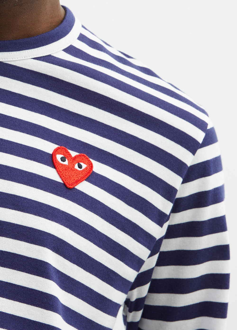 T010 Red Heart Long Sleeve Stripe T-shirt