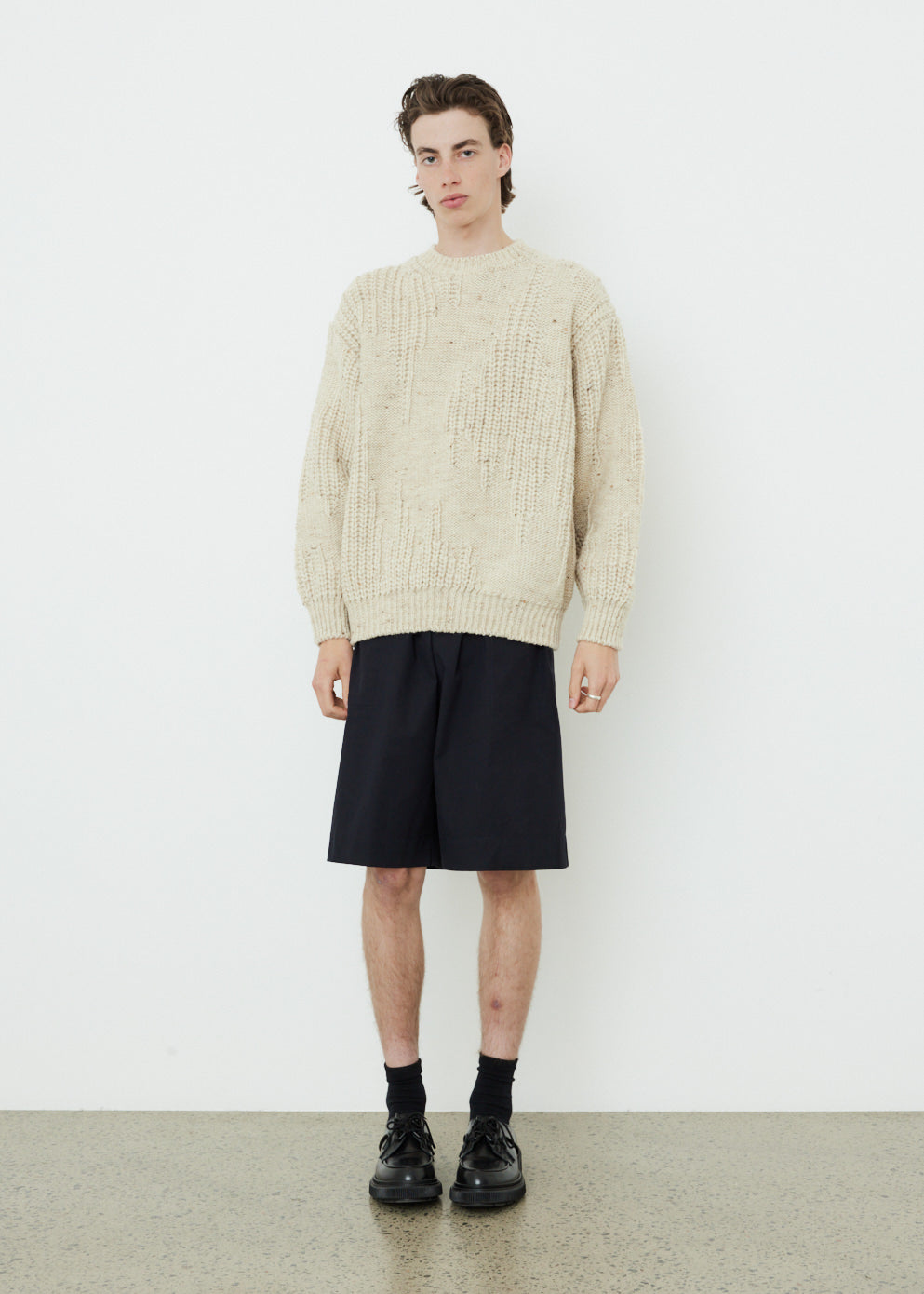 Irregular Knitted Crewneck Sweater