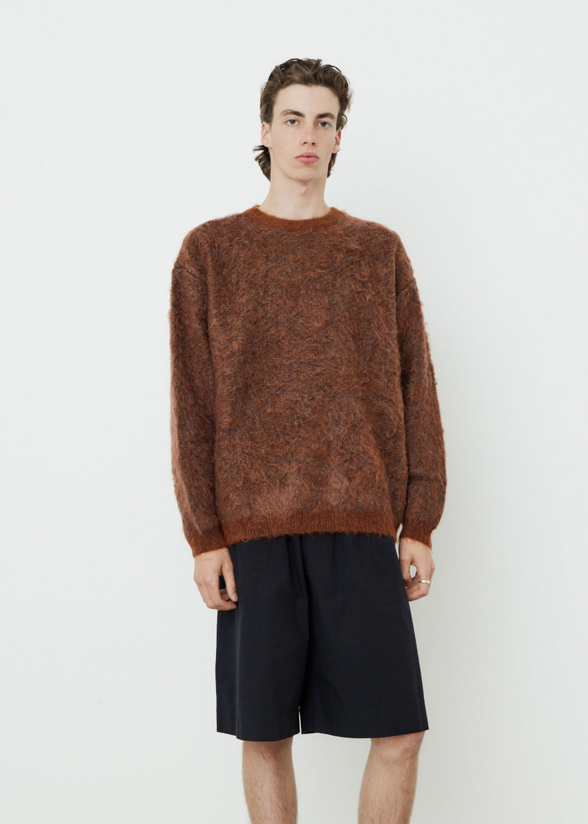 4Color Mix Jacquard Mohiar Crewneck Sweater