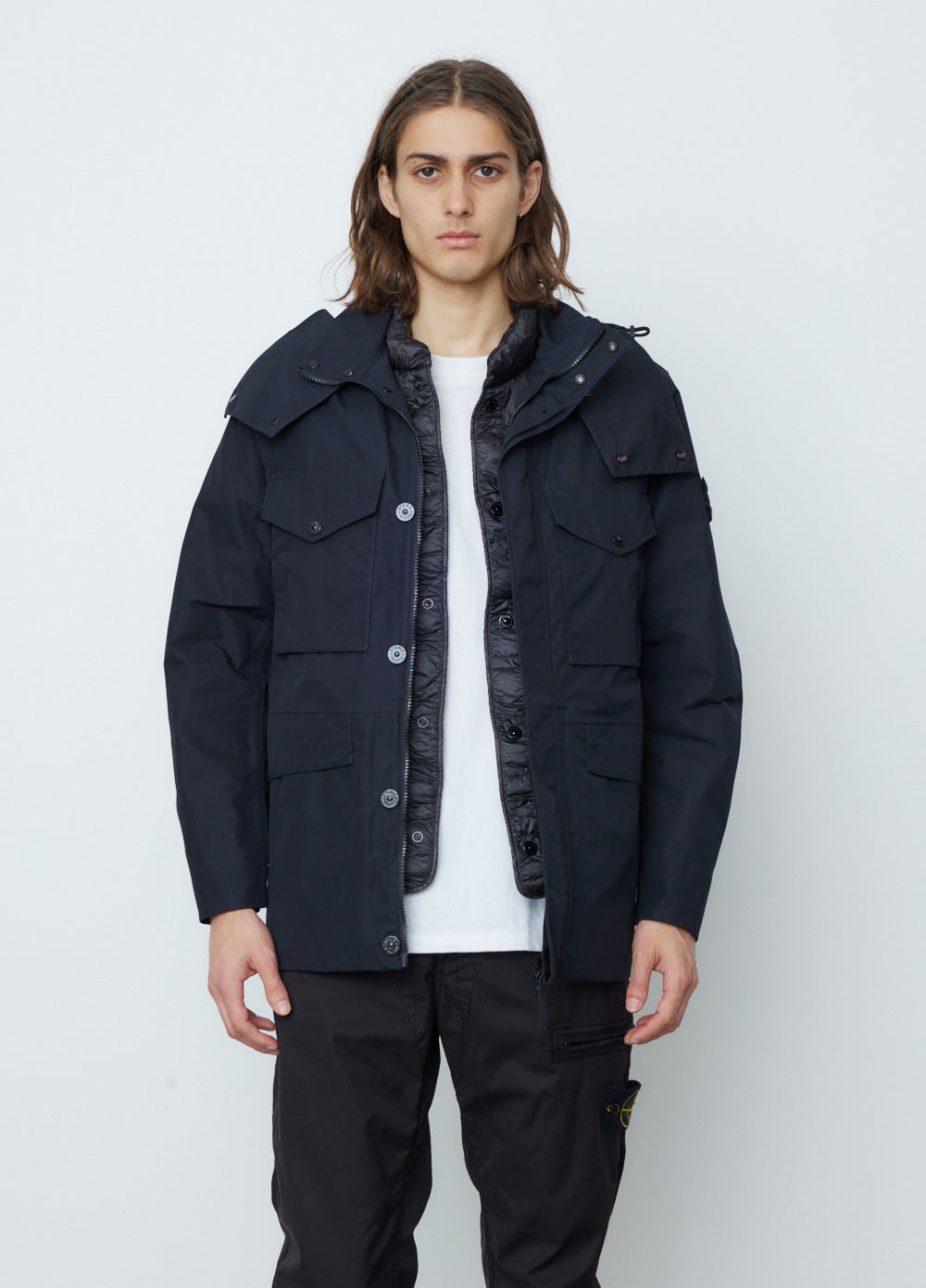 Hooded Ghost Jacket With Detachable Lining Black