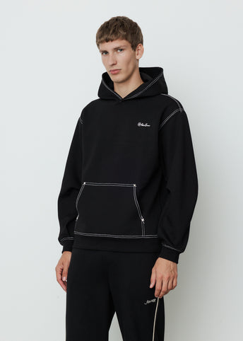 Black hoodie with outlet white stitching