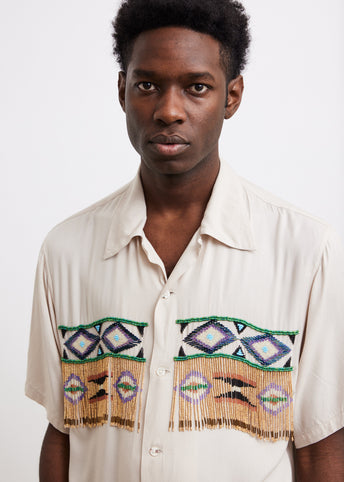 Cropped Linen-Cotton Shirt in Ecru - ROVE