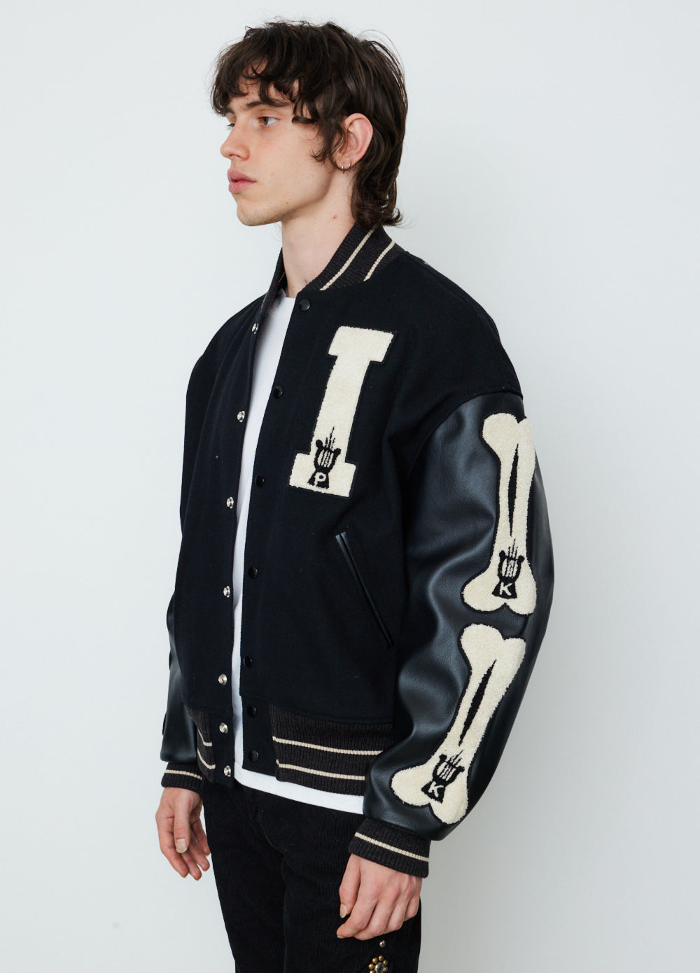 KAPITAL Faux Leather and Wool-Blend Varsity Jacket for Men