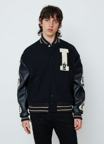 KAPITAL Faux Leather and Wool-Blend Varsity Jacket for Men