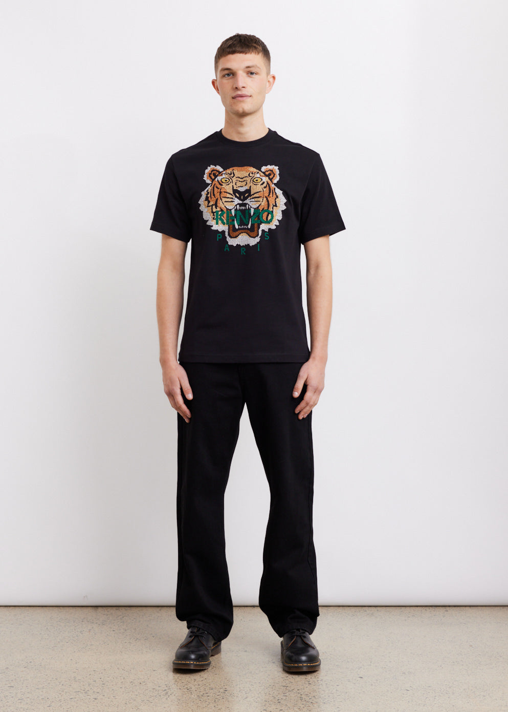 $240 KENZO Seasonal 2 Relaxed Embroidered Tiger T-Shirt Navy Blue Mens Small