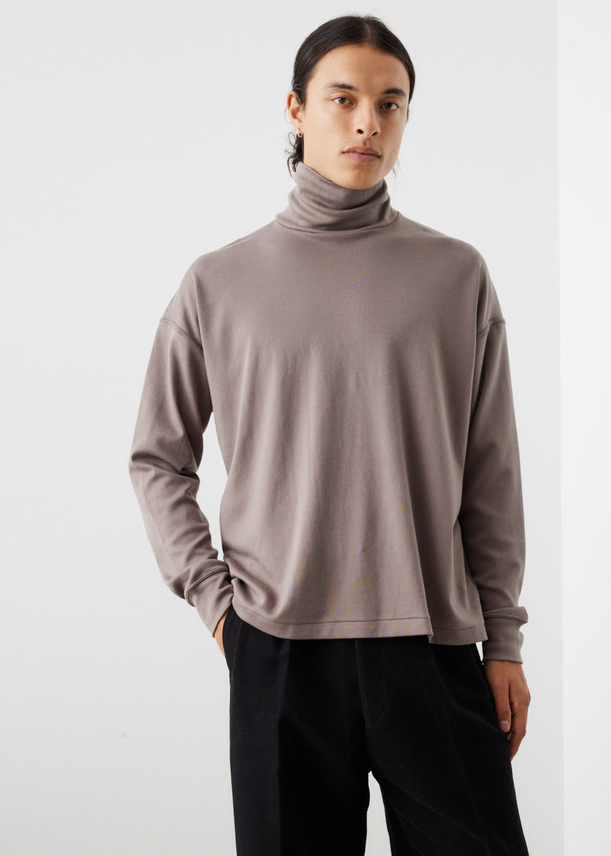 High Neck Inside-Out Long Sleeve T-Shirt