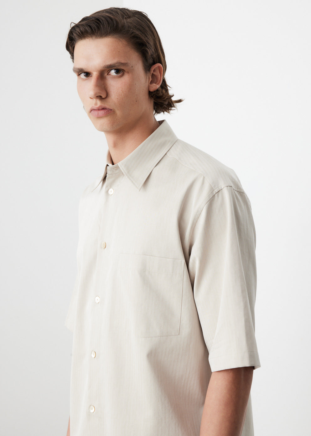 円高還元 【美品・4】AURALEE GRAY SHIRTS CHAMBRAY FINX シャツ