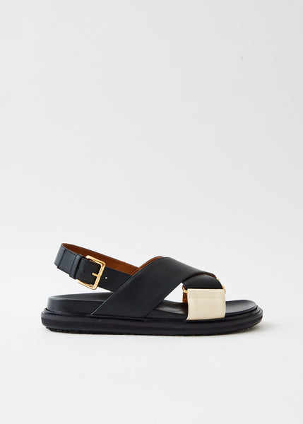 Marni - Fussbett Sandals in Black and Maroon – stoy