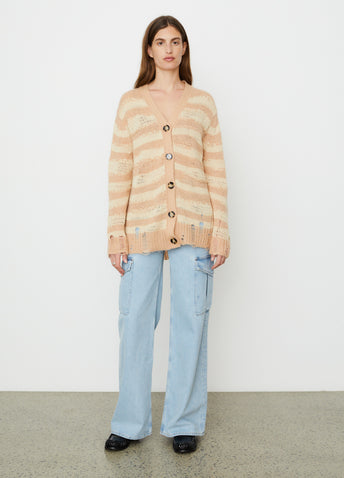 Koliva Mohair Stripe Knit Cardigan