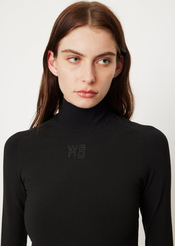 Long Sleeve Turtleneck with Printed High Density Logo