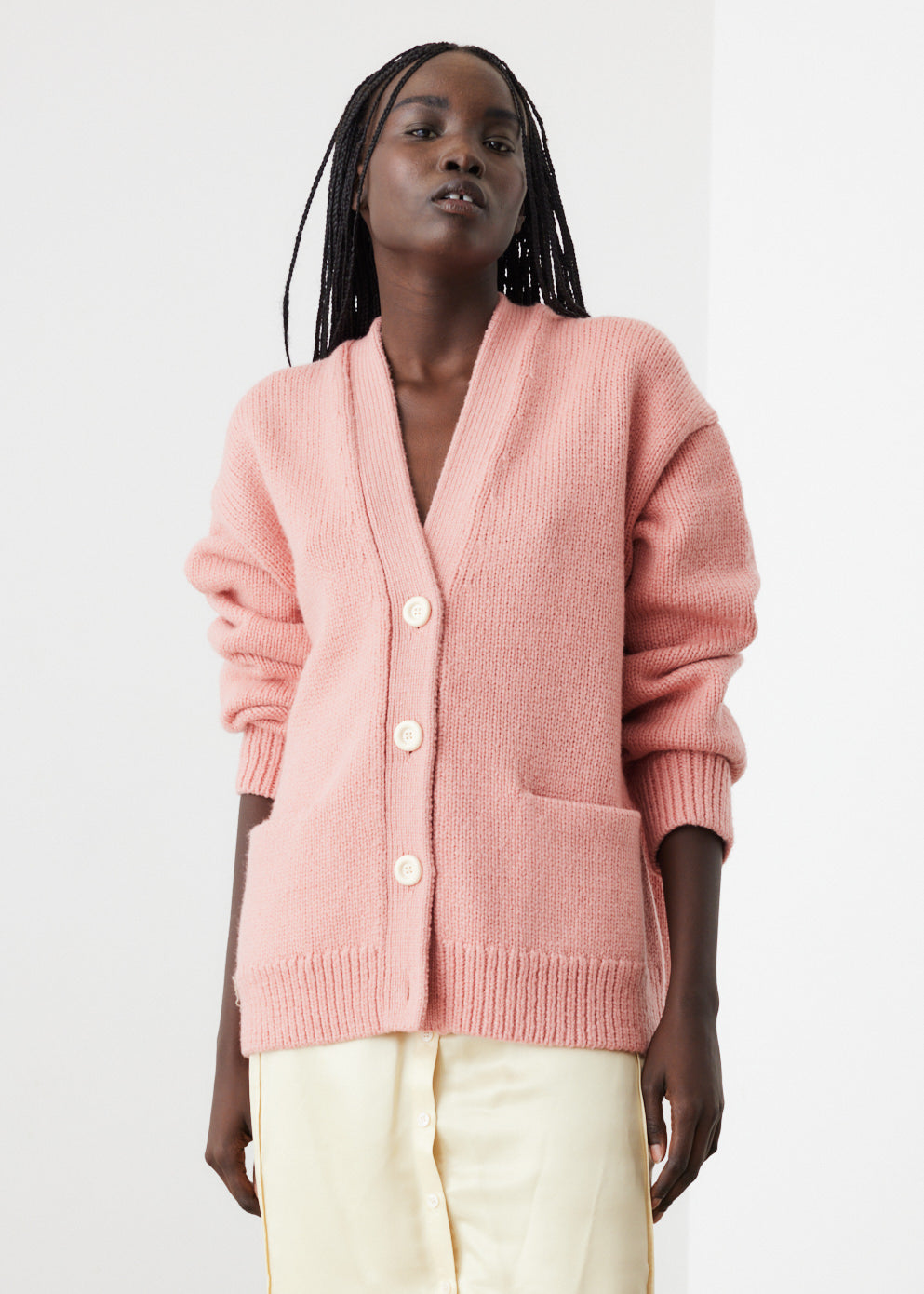 Arket shop pink cardigan