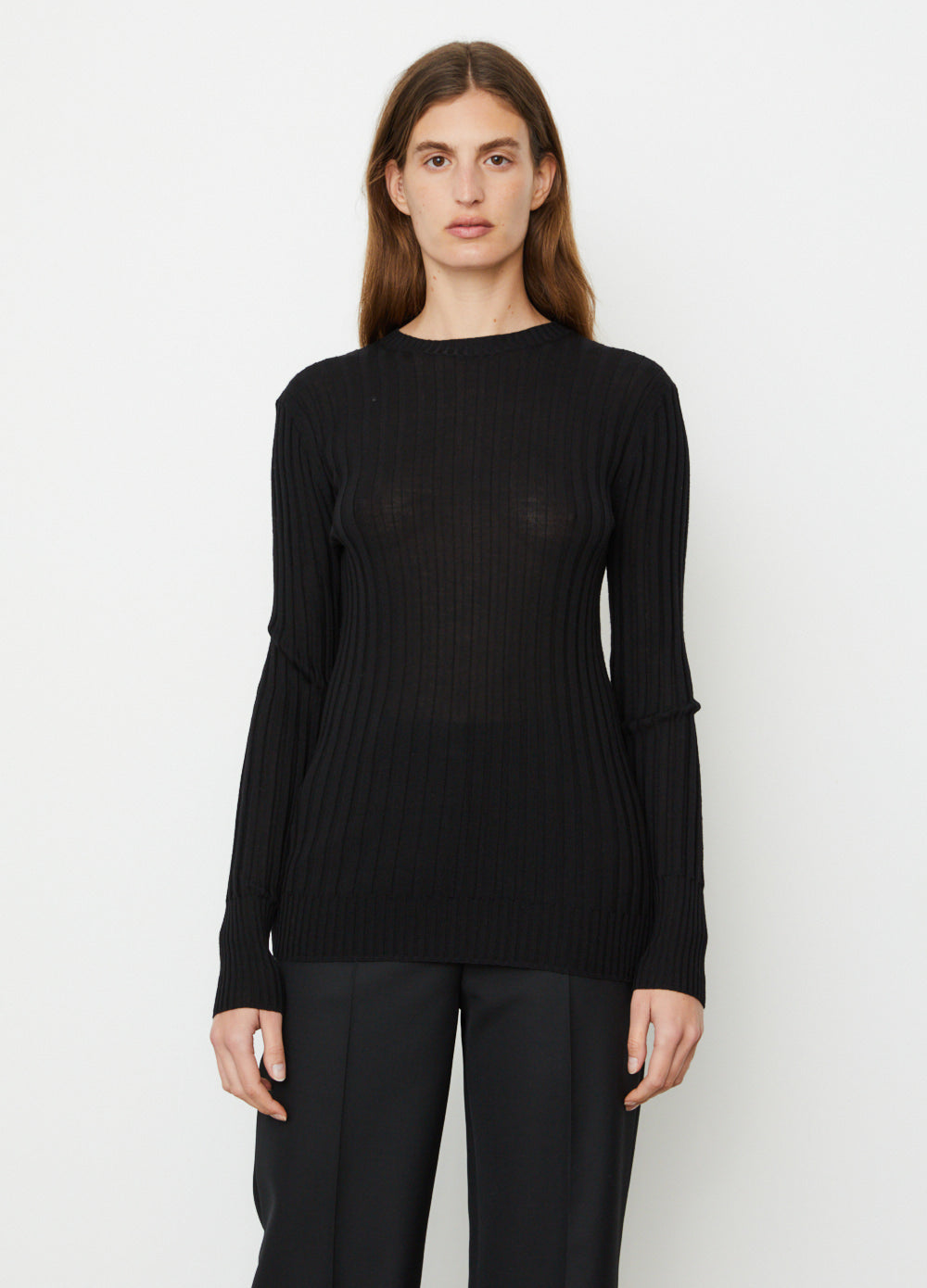 Round Neck Ribbed Wool Knit