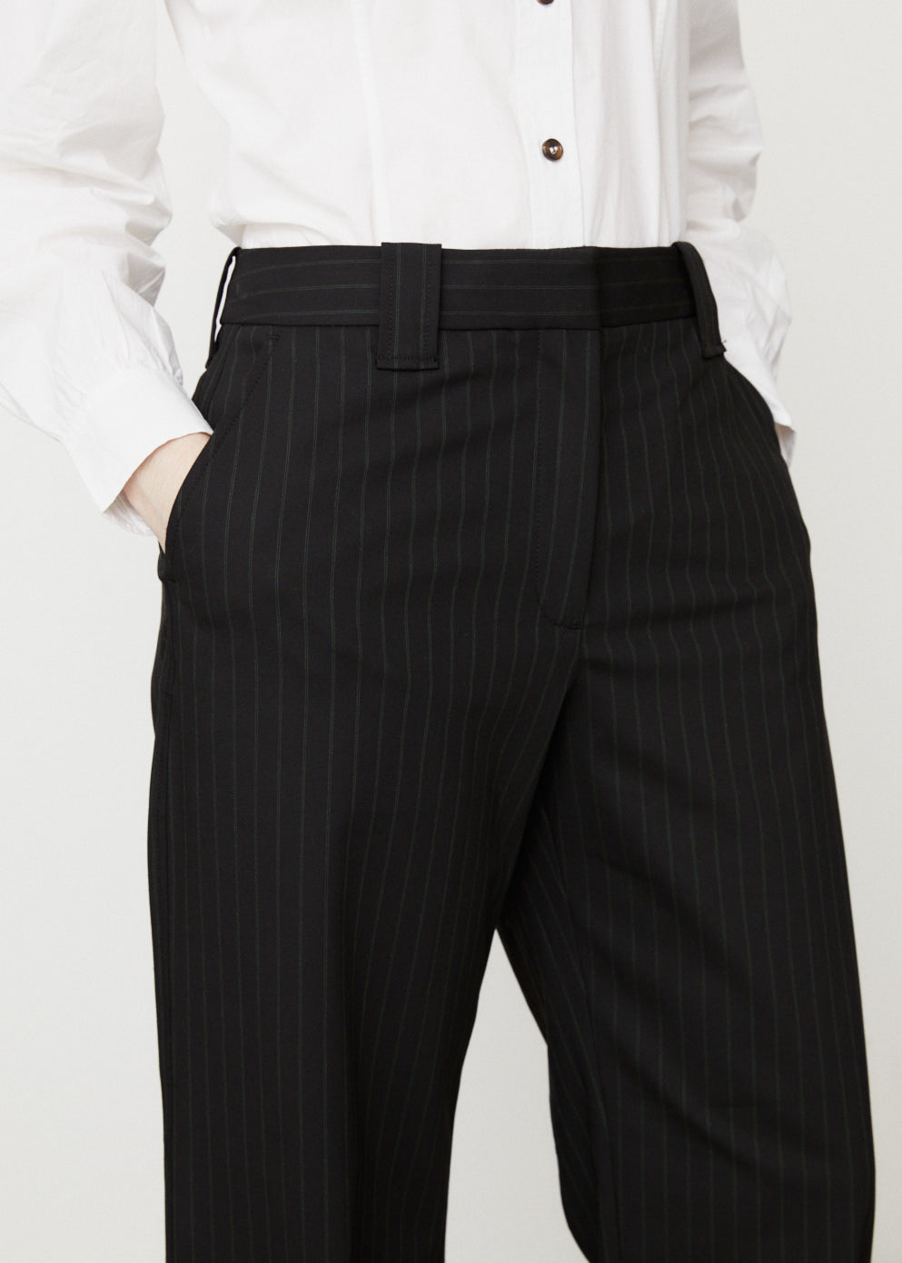 Stretch Stripe Mid Waist Pants