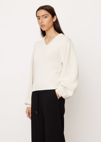 Balloon Sleeve V-Neck Knit