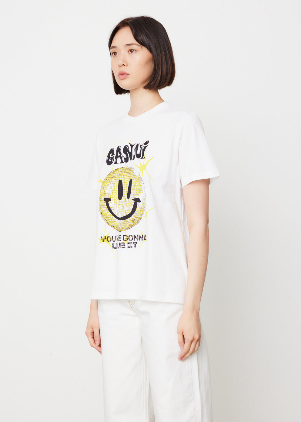 GANNI Pink Smiley T-Shirt – BlackSkinny