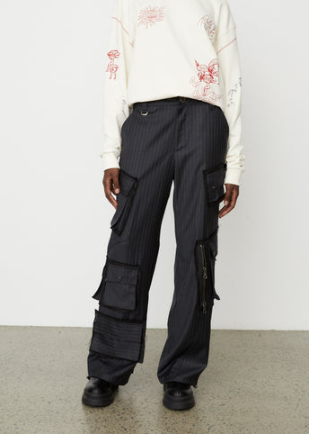 Pin Stripe Tailored Cargo Pants