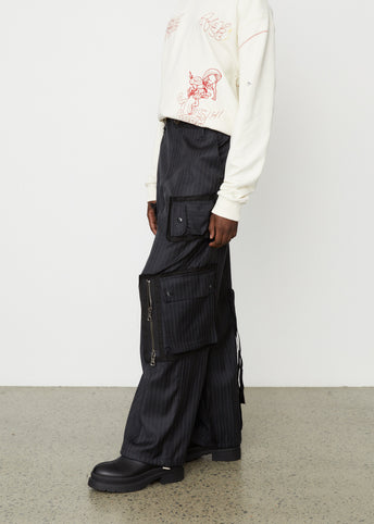 Pin Stripe Tailored Cargo Pants