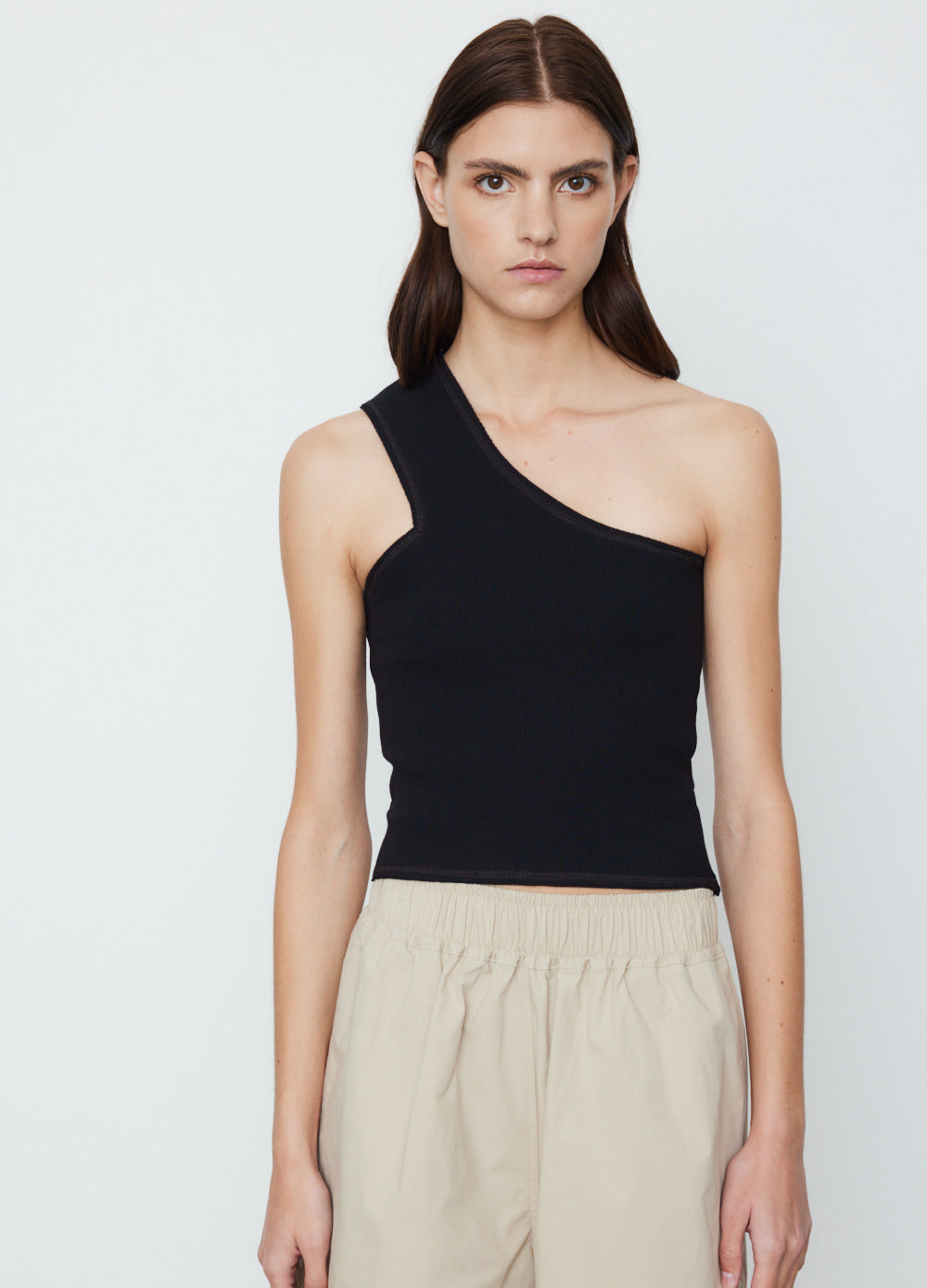 Slim Rib One Shoulder Tank