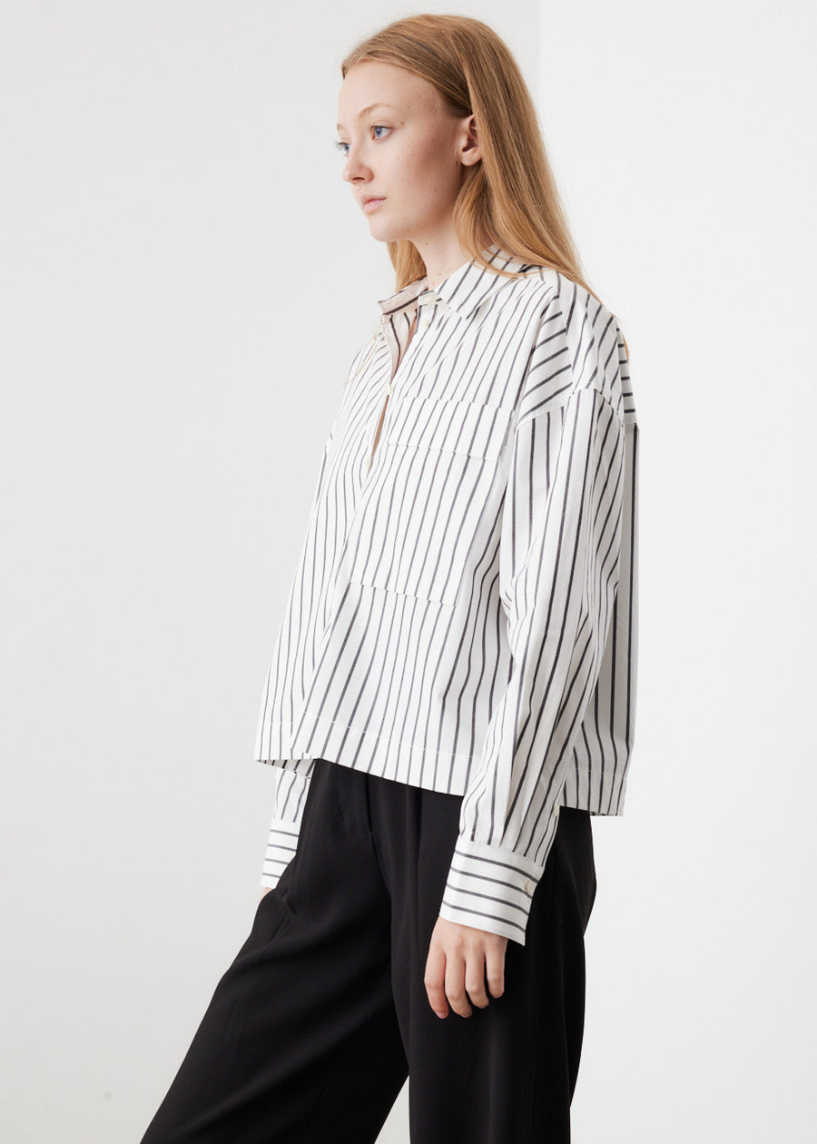 Striped Poplin Cropped Shirt