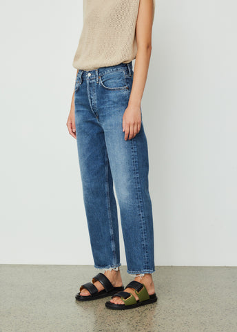 90s Crop Mid Rise Loose Straight Jeans