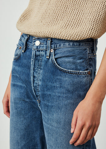 90s Crop Mid Rise Loose Straight Jeans