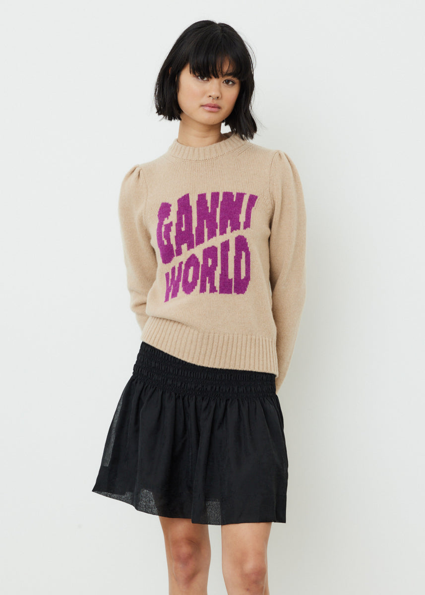 GANNI ニット GRAPHIC PUFF SHOULDER PULLOVER - ニット/セーター