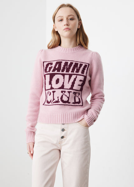 Graphic 'Love Club' Sweater - Ganni