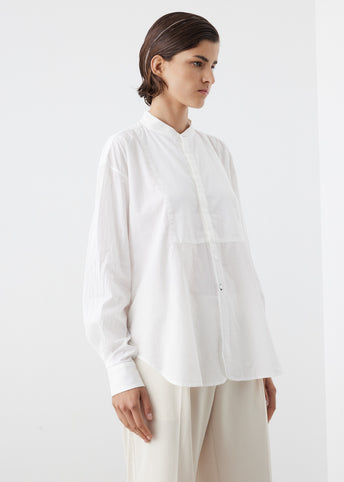 Cotton Bib Front Shirt White