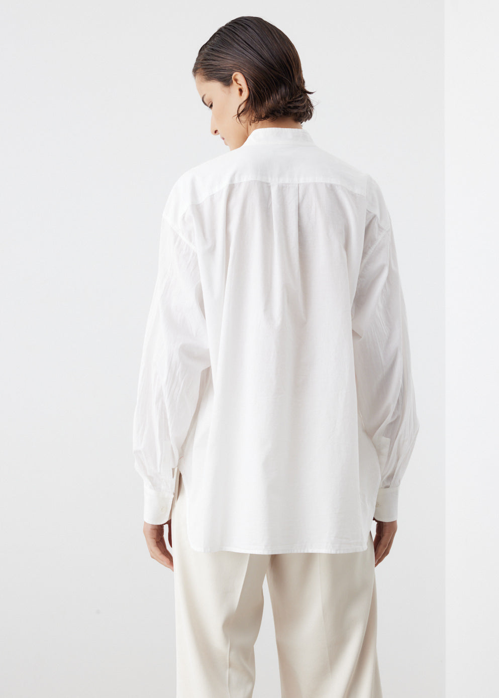 Cotton Bib Front Shirt White