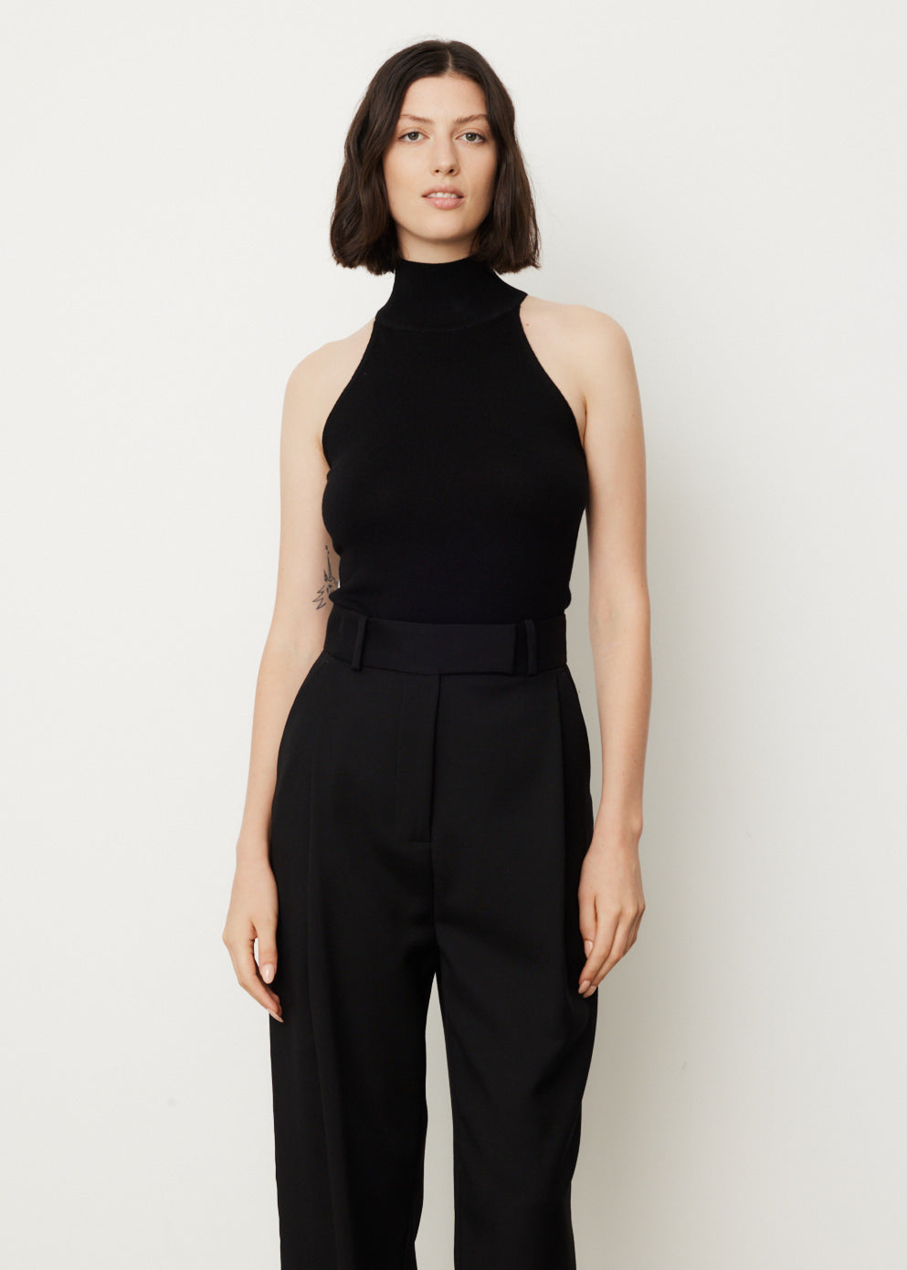 Ribbed Neck Wool Top