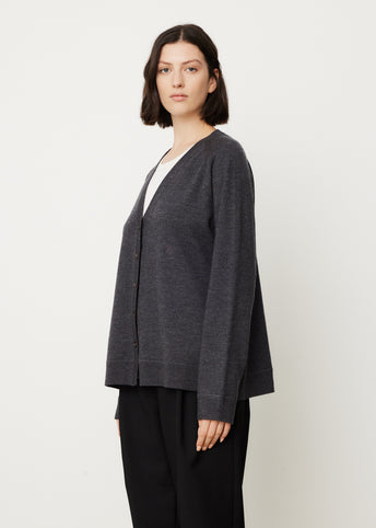 Raglan-Sleeve Wool Cardigan